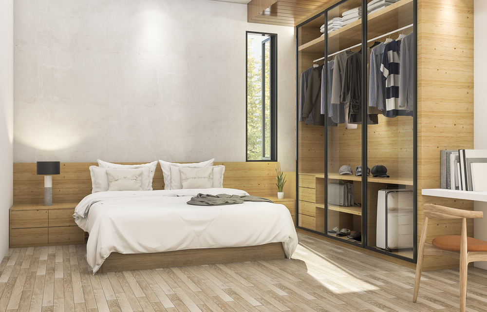 modern bedroom and clothing cupboard