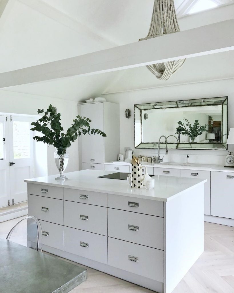 kitchen with a mirror in it